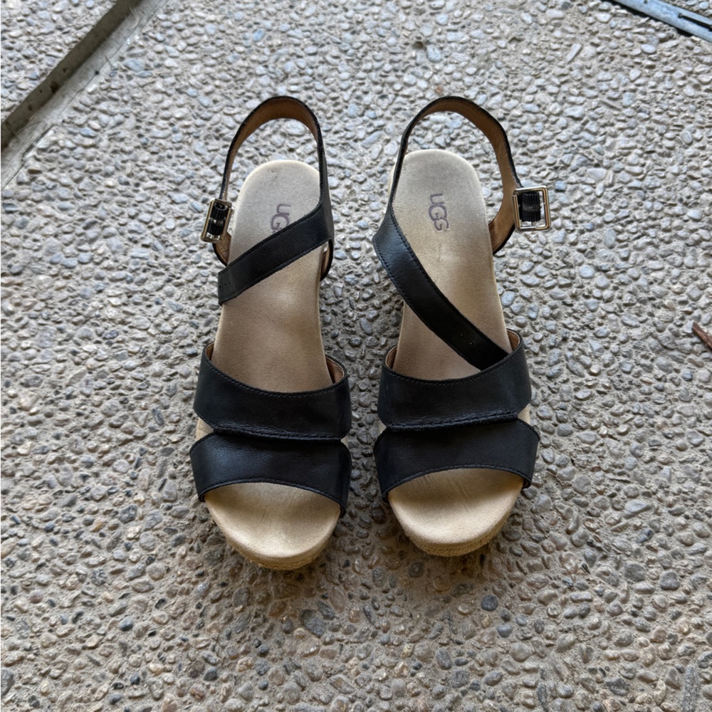 UGG Women's Black and Tan Sandals